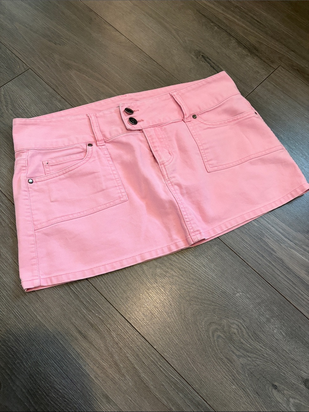 Forever 21 Pink Denim Mini Skirt with Front Pockets